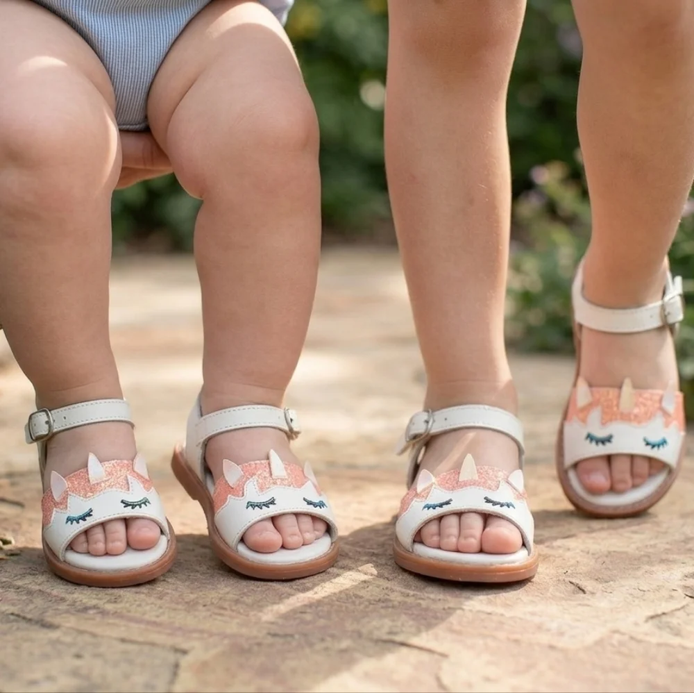Two Pretty Handcrafted Leather Unicorn Sandals